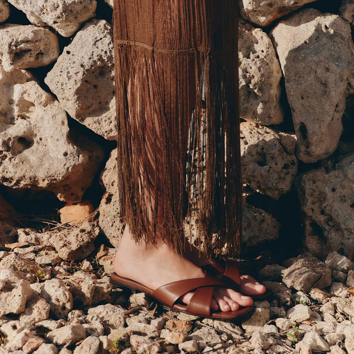 The Selene Flat Sandal - Cognac Nappa | Margaux