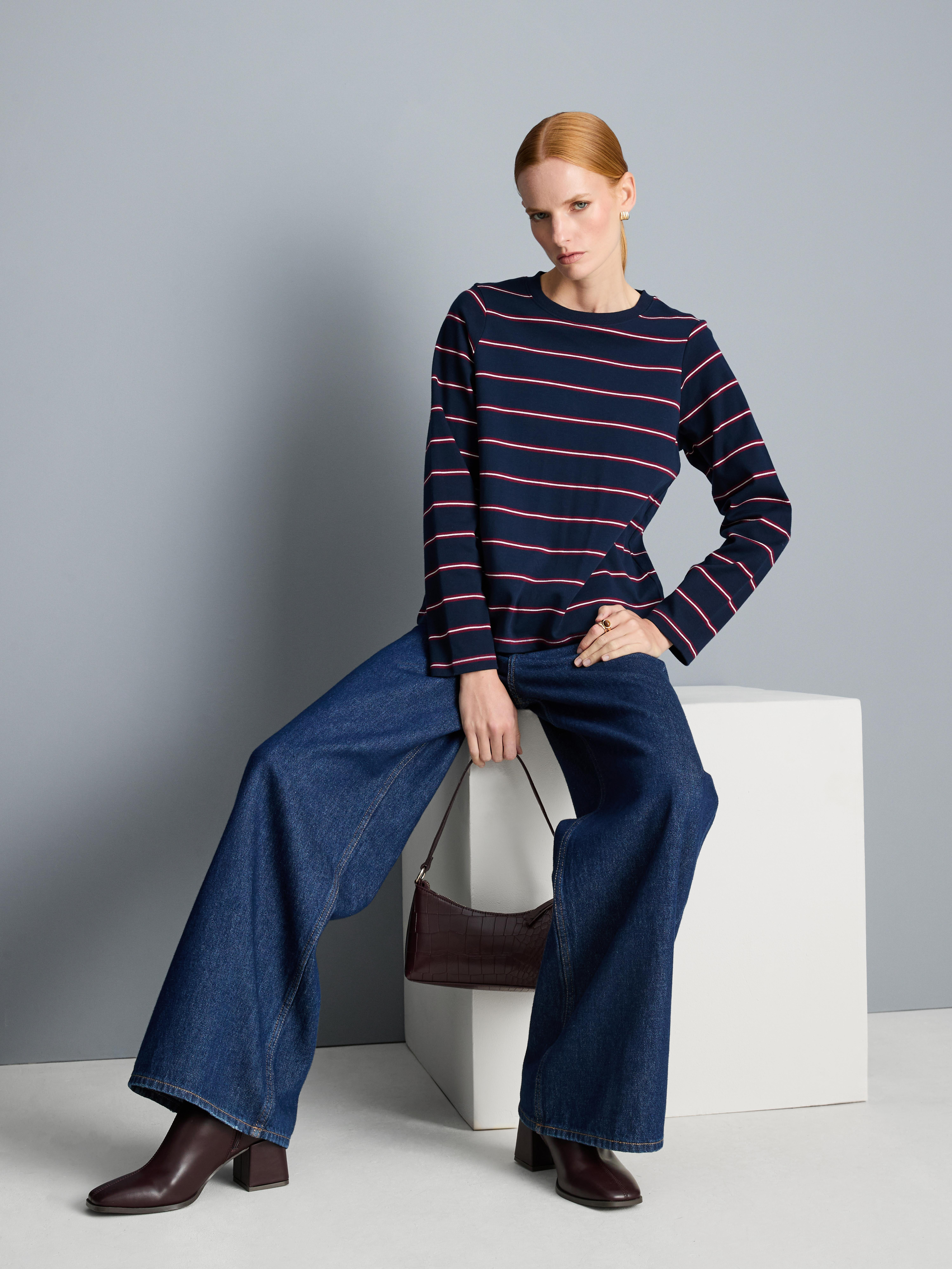 Cotton Rich Long Sleeve Striped Tee | Primark UK