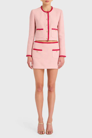 Amanda Uprichard Long Sleeve Braswell Jacket in Light Pink / Pink - Size L | Amanda Uprichard