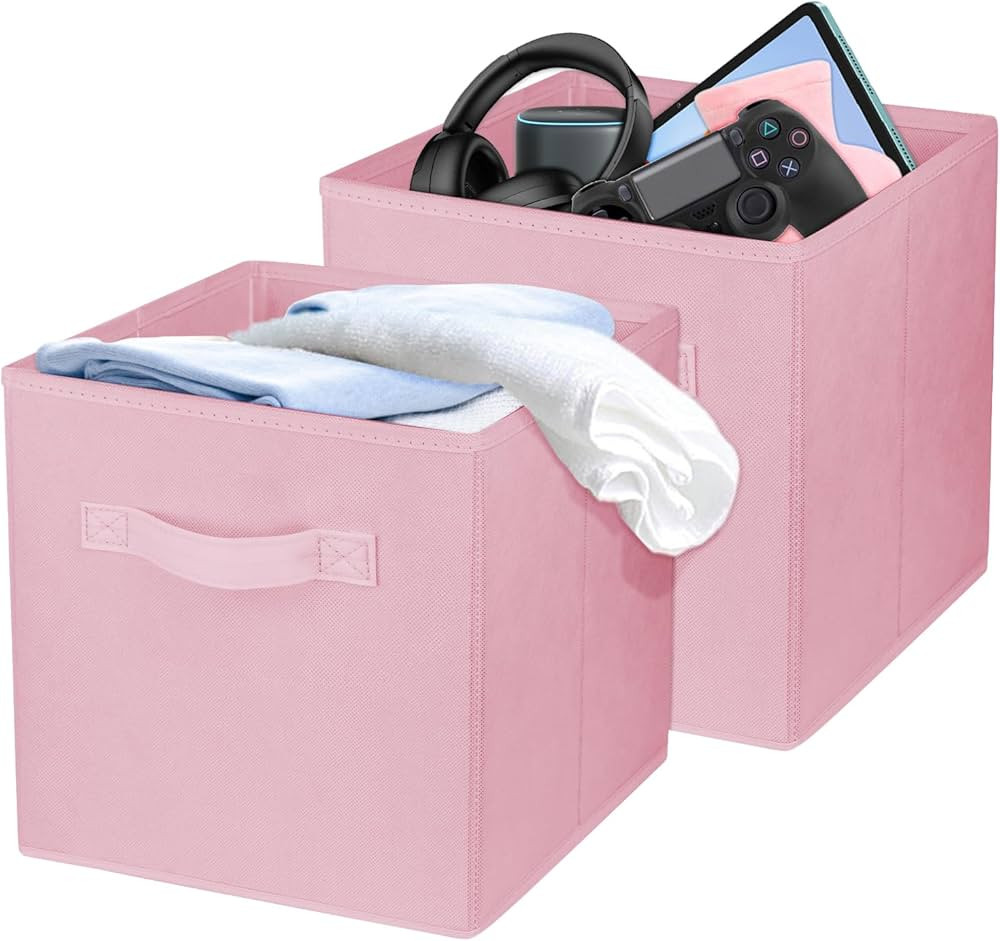 2 Pcs Storage Cubes, 10.5 Inch Collapsible Storage Bins, Fabric Foldable Bins for Organization, D... | Amazon (US)
