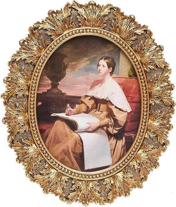 Vintage Oval Picture Frame 8x10 Inch, Antique Ornate Photo Frames with Glass Front, Leaf Design, ... | Amazon (US)