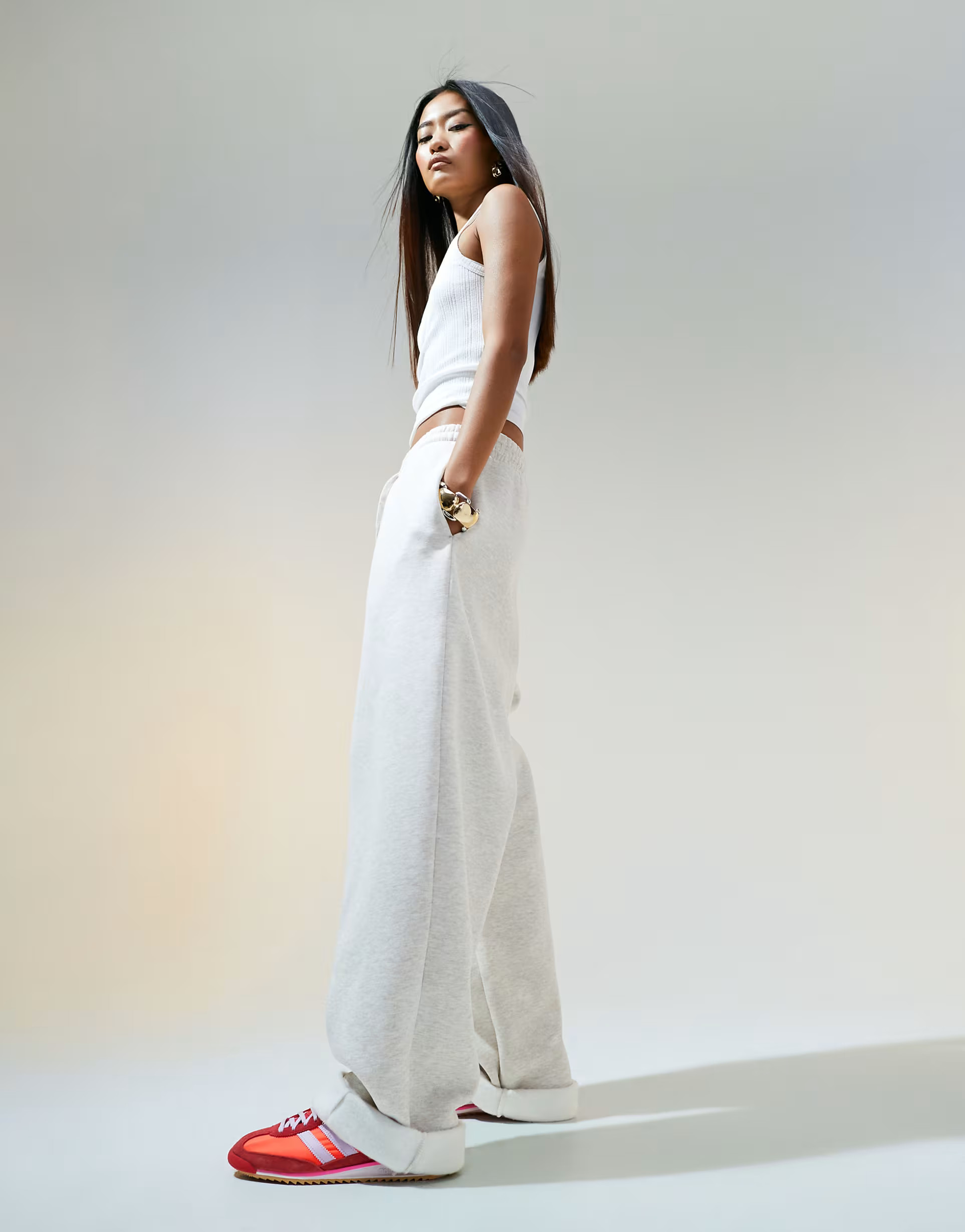 ASOS DESIGN oversized jogger with turnback hem detail in oatmeal marl | ASOS (Global)