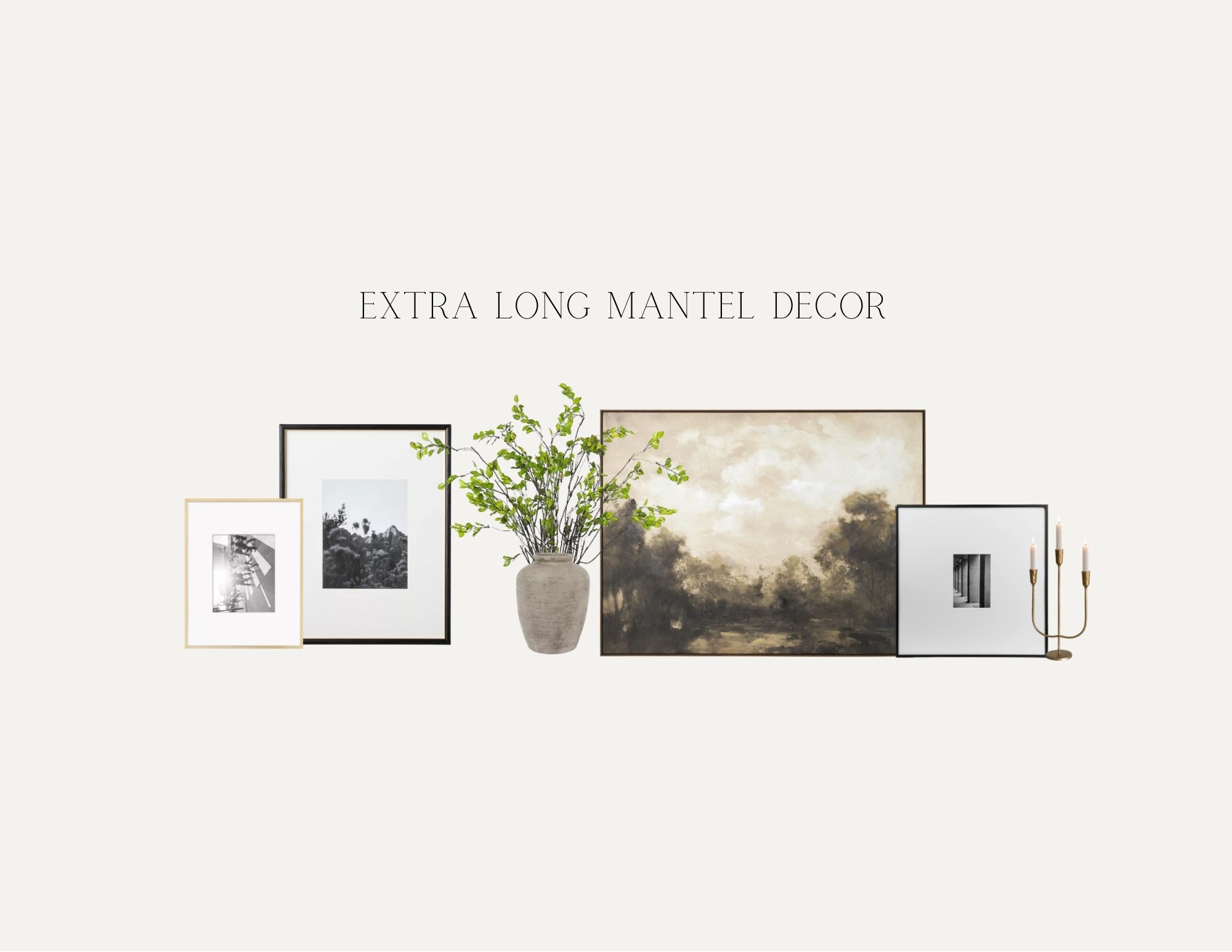 Vase is Hobby Lobby! Mantel decor, long mantel, layered frames, tall frames, art above fireplace 

#LTKHome