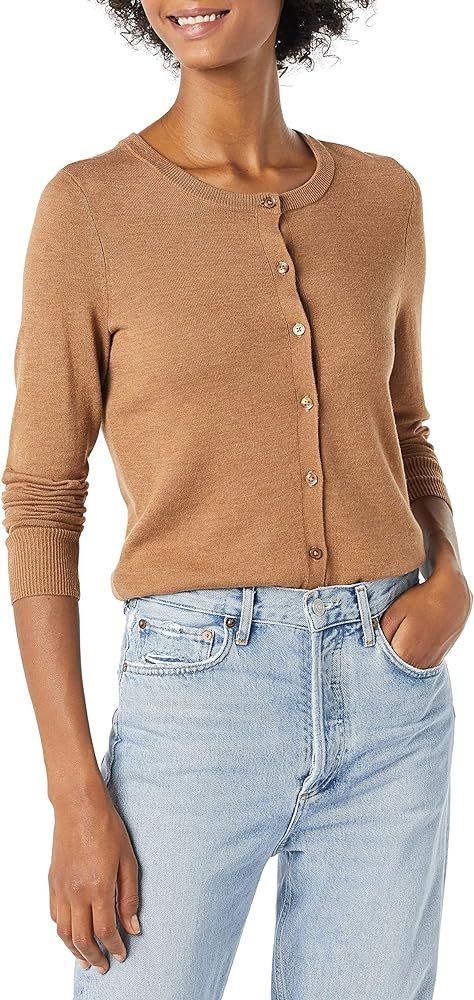 Amazon Essentials Women's Lightweight Crewneck Cardigan Sweater (Available in Plus Size) | Amazon (US)