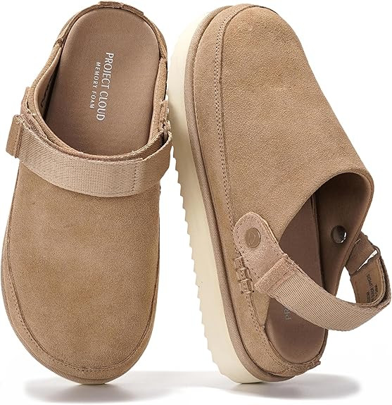 Project Cloud 100% Genuine Leather Clogs for Women - Memory Foam Womens Clogs & Mules with Adjust... | Amazon (US)