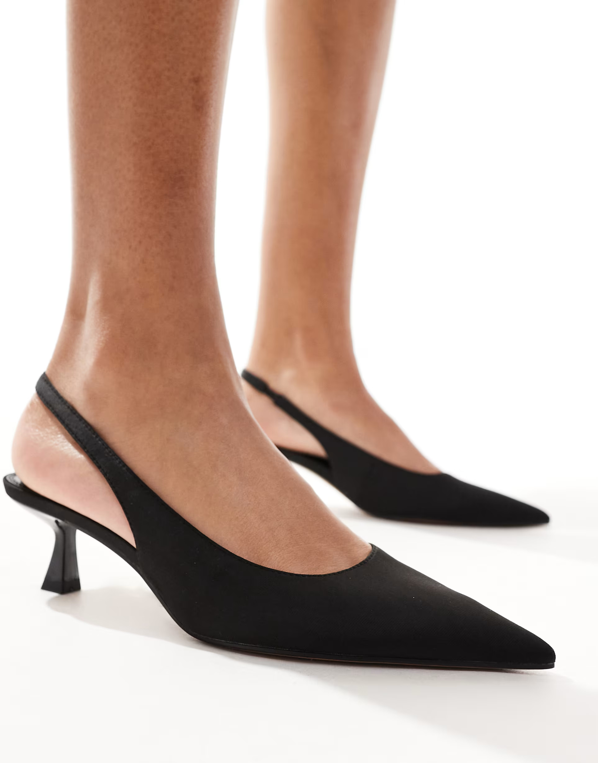 ASOS DESIGN Stroll slingback mid heeled shoes in black | ASOS (Global)