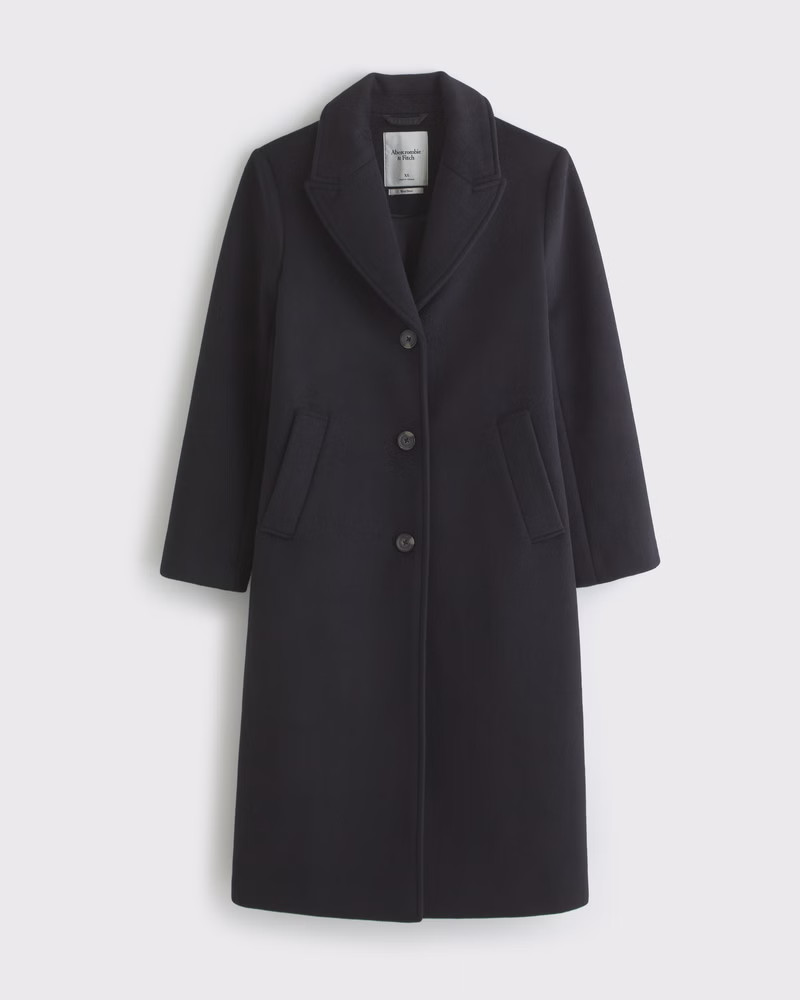 Women's Recycled Wool-Blend Tailored Topcoat | Women's Coats & Jackets | Abercrombie.com | Abercrombie & Fitch (US)