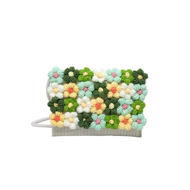 Women Girls Flower Crochet Hollow Out Handbag, Cute Handmade Cotton Woven Summer Beach Shoulder C... | Walmart (US)