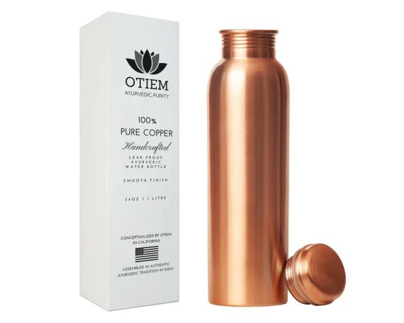 Copper Bottle - 1 Litre Copper Water Bottle - 100% Pure Copper with Leak Proof Lid - High Quality... | Etsy (US)