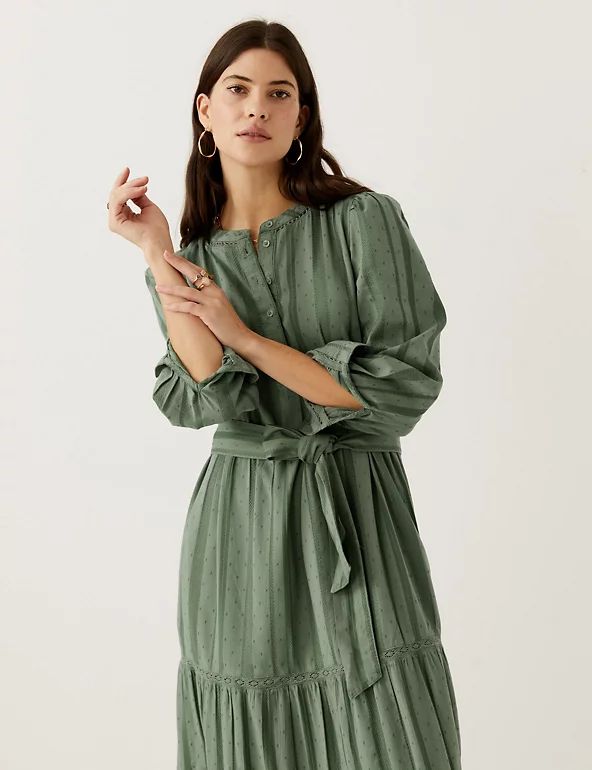 Cotton Blend Midaxi Waisted Dress | Marks & Spencer (UK)