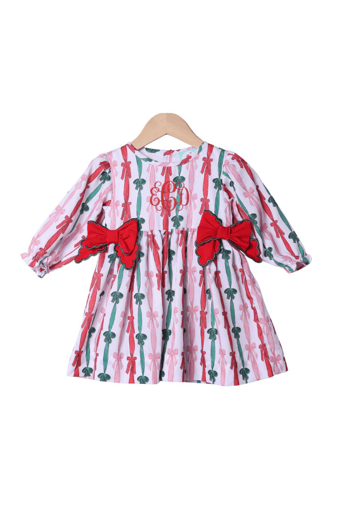 Christmas Bows Dress | The Smocked Flamingo