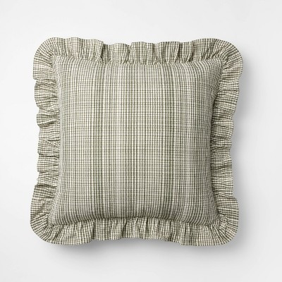 24"x24" Uneven Plaid with Ruffle Pillow - Threshold™ designed with Studio McGee | Target