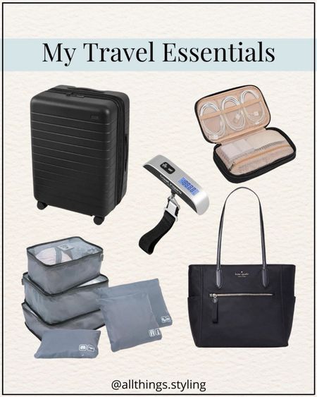 My favorite Travel Essentials.  Love my AWAY Medium Flex luggage which is currently $50 Off when you add a travel bag ✨

Away travel Sale, Kate Spade tote Bag, packing cubes, travel cable organizer, luggage scale 

#LTKSaleAlert #LTKTravel #LTKItBag