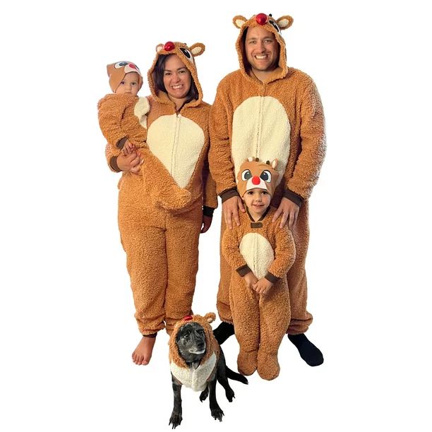 Rudolph Matching Family Christmas Onesie Pajamas - Walmart.com | Walmart (US)