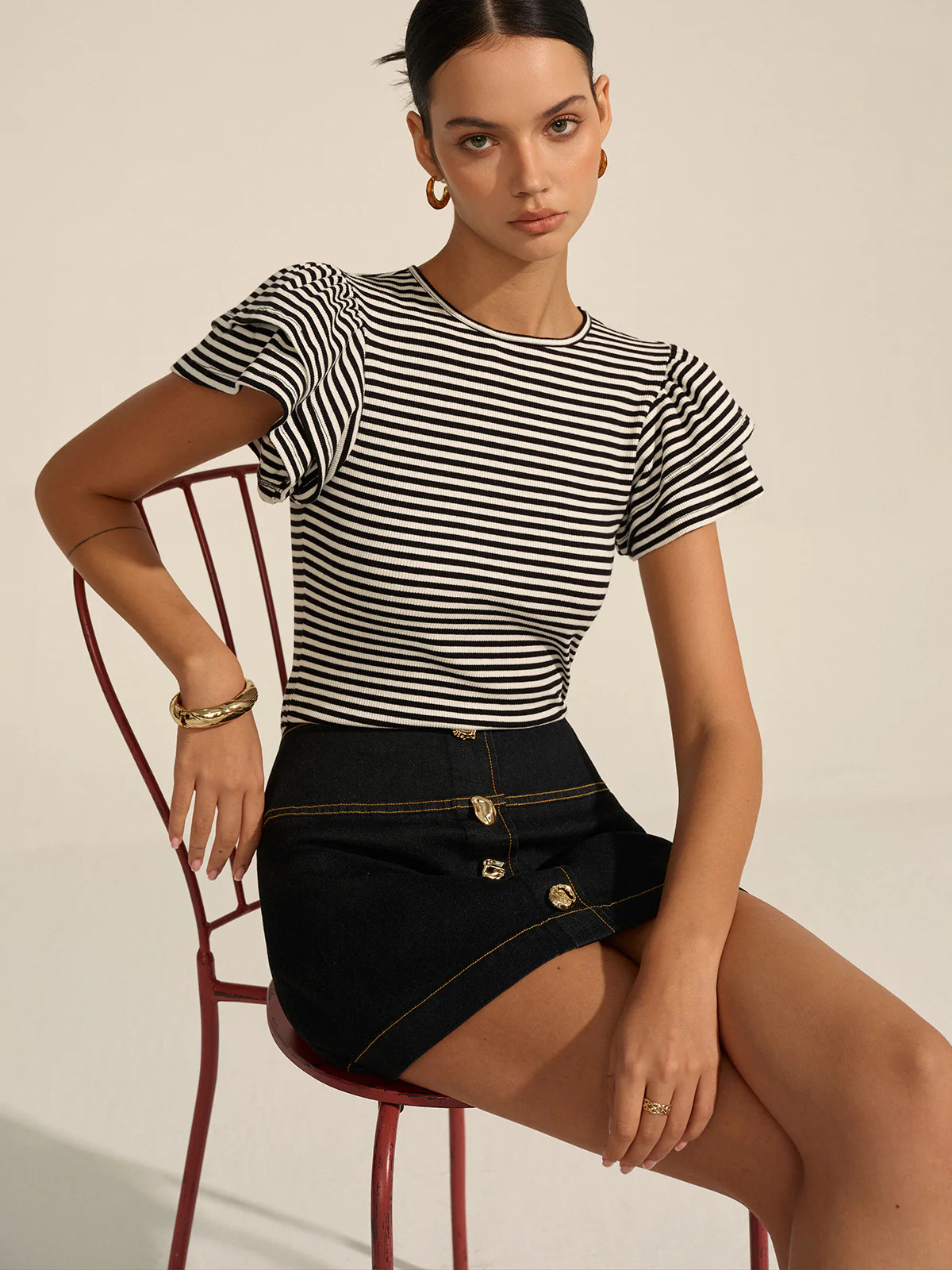 Striped Ribbed Top | Commense