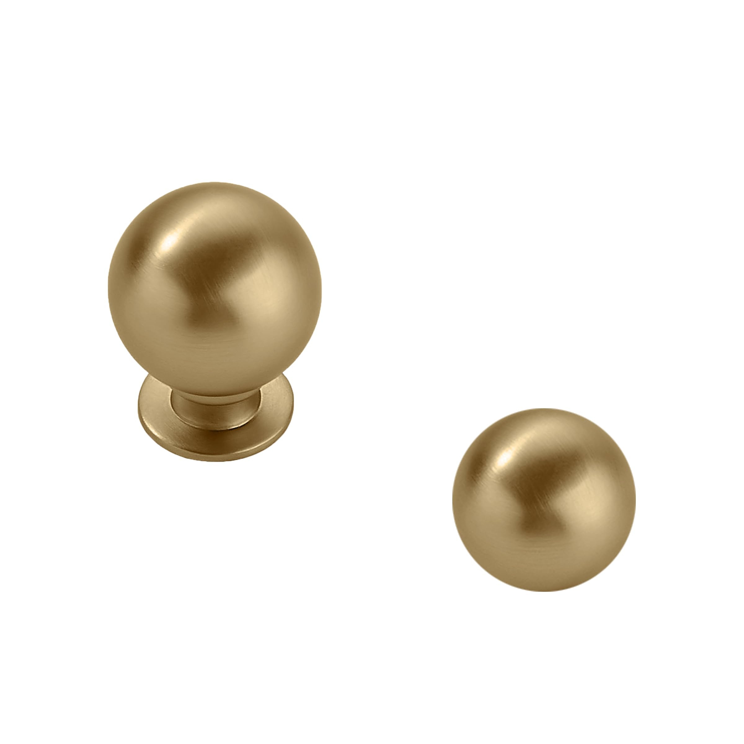 khtmeware 20 Pack 1 Inch Brushed Gold Cabinet Knobs Brushed Brass Small Ball Kitchen Cabinet Hard... | Amazon (US)