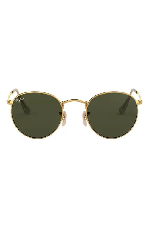 Ray-Ban Icons 50mm Round Metal Sunglasses in Gold/Green at Nordstrom | Nordstrom