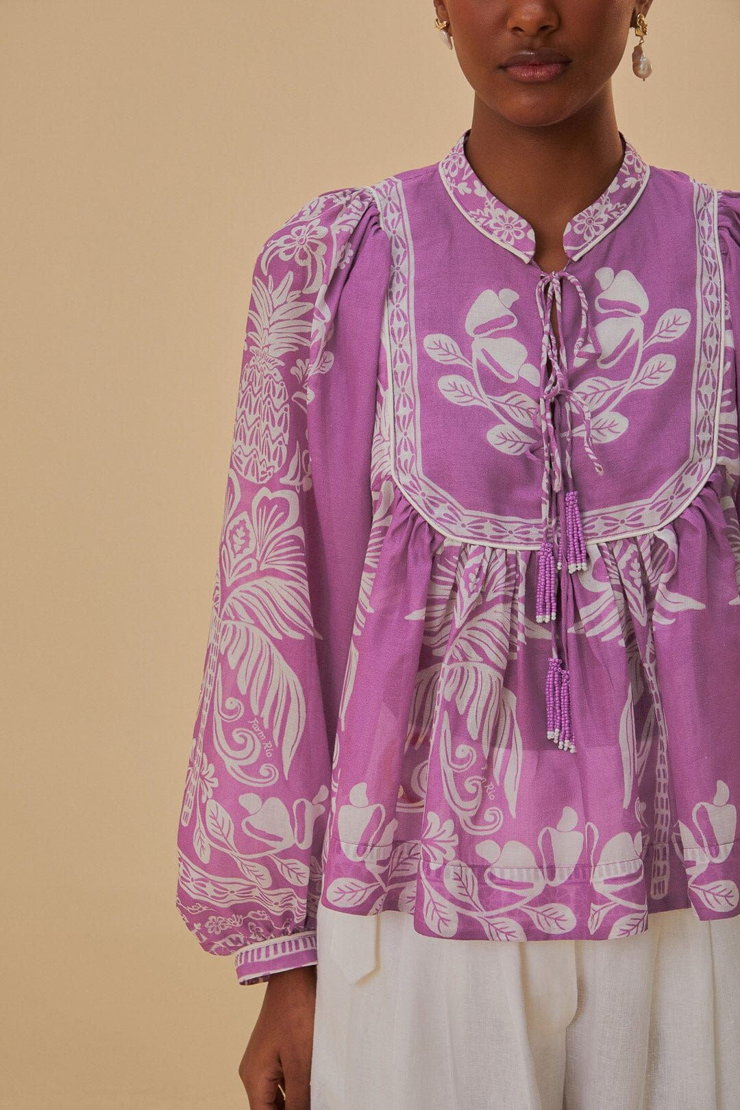 Lilac Sweet Garden Long Sleeve Blouse | FarmRio