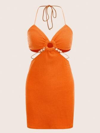 SHEIN ICON O-ring Detail Halter Neck Backless Dress | SHEIN