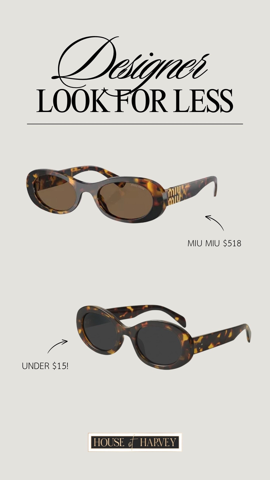 DESIGNER LOOK FOR LESS—I love a pair of dark tortoise sunglasses for fall! Oval sunglasses are so trendy right now so these two pairs are perfect! I found options at different price points. Both linked ⬆️

#ltkcreator #ltkfinds #ltkwatchnow #amazon #amazonfinds #sunglasses #miumiu #miumiusunglasses #fall #falloutfit

#LTKStyleTip #LTKSeasonal #LTKFindsUnder100