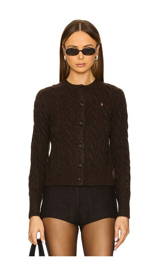 Cable-knit Wool-cashmere Cardigan in Dark Brown Marl | Revolve Clothing (Global)