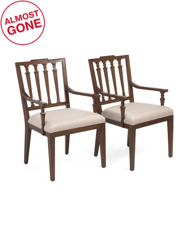 2pk 23x26 Tristan Hand Carved Beech Wood Upholstered Arm Chairs | TJ Maxx