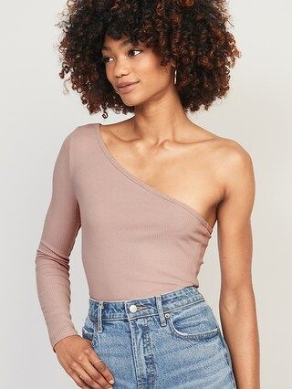One-Shoulder Rib-Knit Top for Women | Old Navy (US)