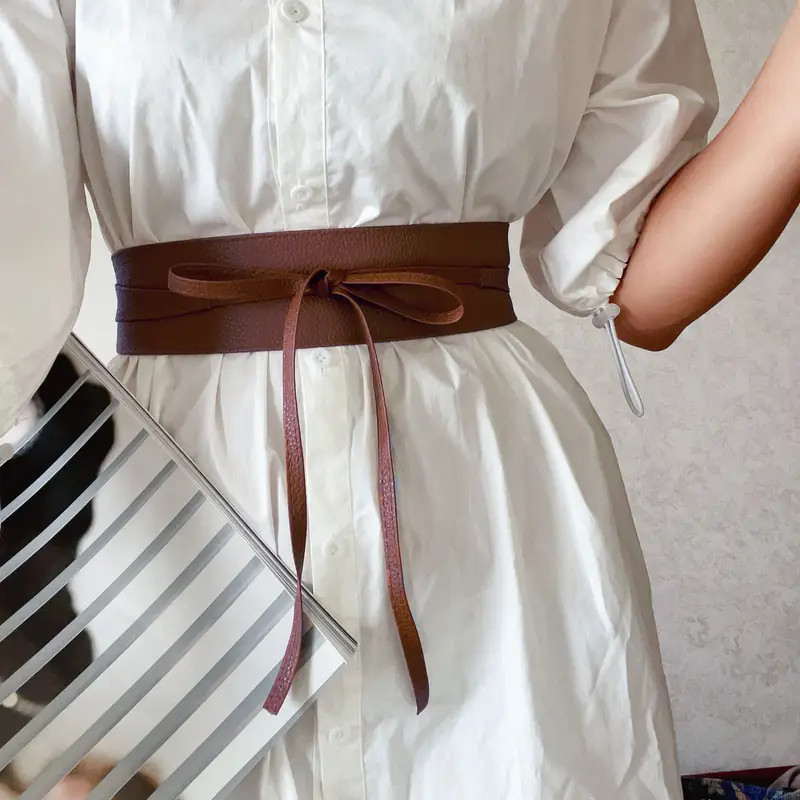 PU Leather Belt Women Boho Waist Belt Wide Corset Bow Tie Adjustable Belt Dress Skirt Decoration ... | Temu Affiliate Program