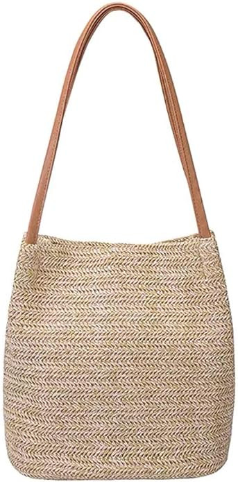 Aphoraeny Straw Beach Bag Buckets Totes Handbag Shoulder Tote Bag Straw Purse Summer Purse Women ... | Amazon (US)