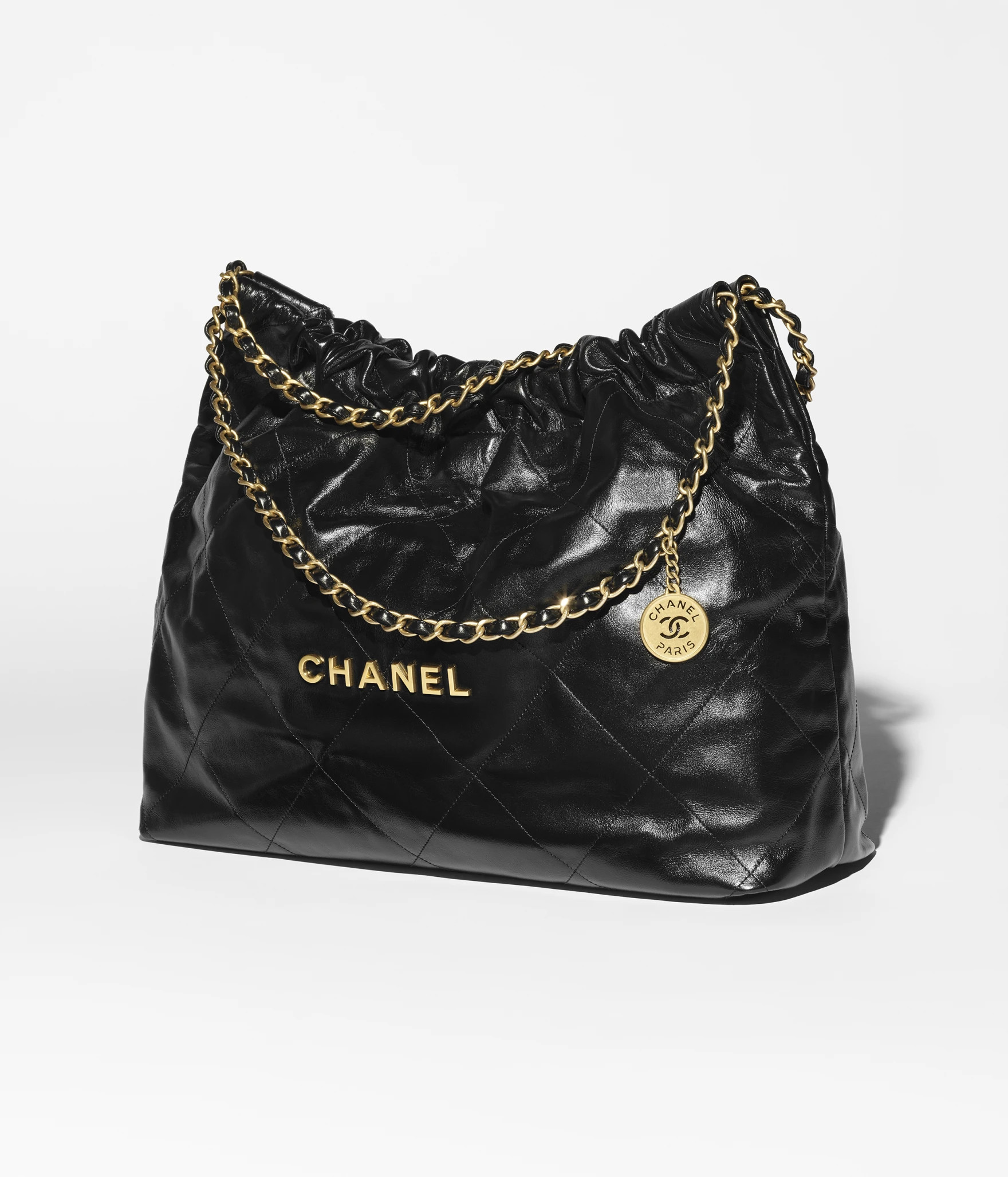 Maxi shopping bag, Shiny calfskin & gold-tone metal , black — Fashion | CHANEL | Chanel, Inc. (US)