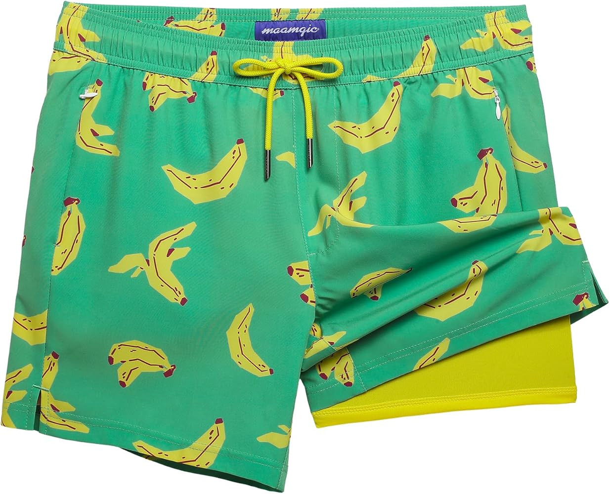 maamgic Mens Swim Trunks with Compression Liner 5 Inch, Quick Dry Bathing Suit with Zipper Pocket... | Amazon (US)