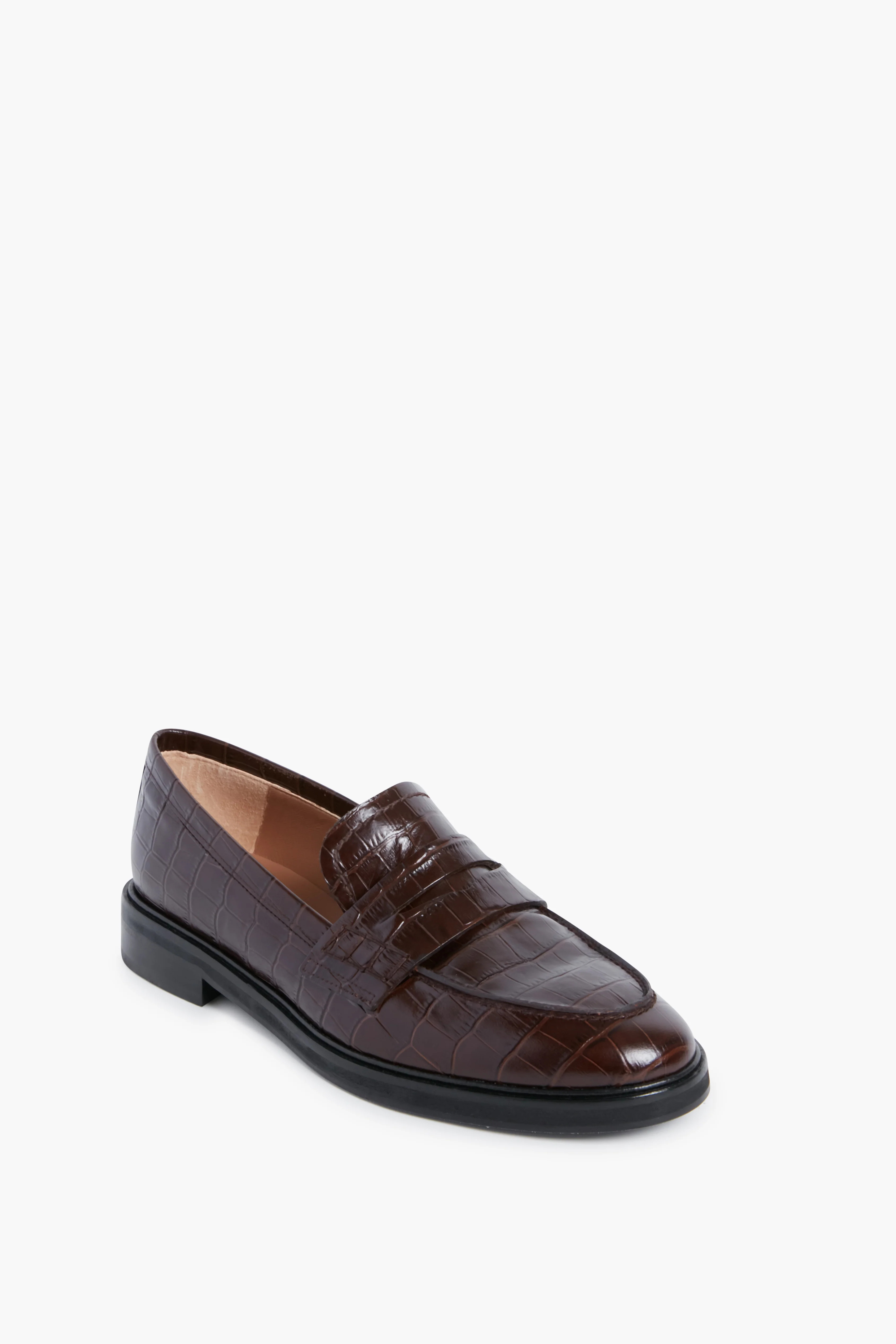 Brown Croc Leather Sara Loafers | Tuckernuck (US)