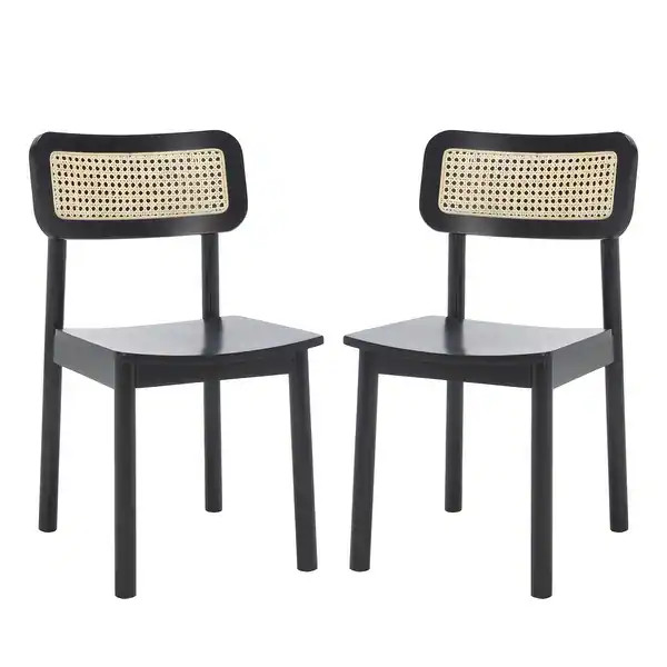 SAFAVIEH Egon Farmhouse Dining Chair (Set of 2) - 19 in. W x 20 in. D x 32 in. H - Black/Natural | Bed Bath & Beyond