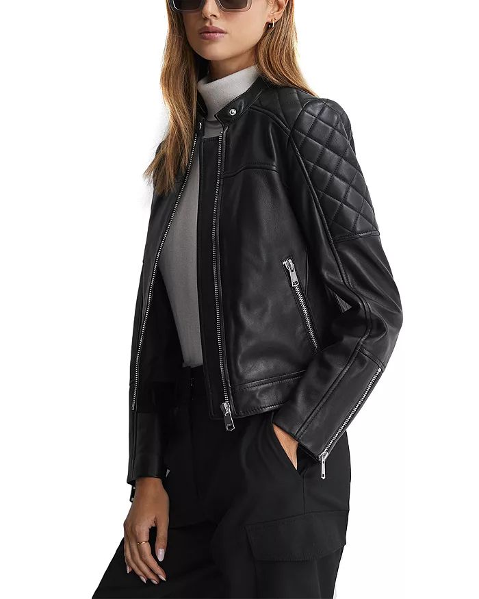 Adelaide Collarless Leather Biker Jacket | Bloomingdale's (US)