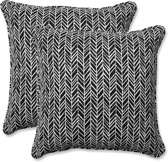 Pillow Perfect Outdoor/Indoor Herringbone Night Throw Pillows, 18.5" x 18.5", Black, 2 Count | Amazon (US)