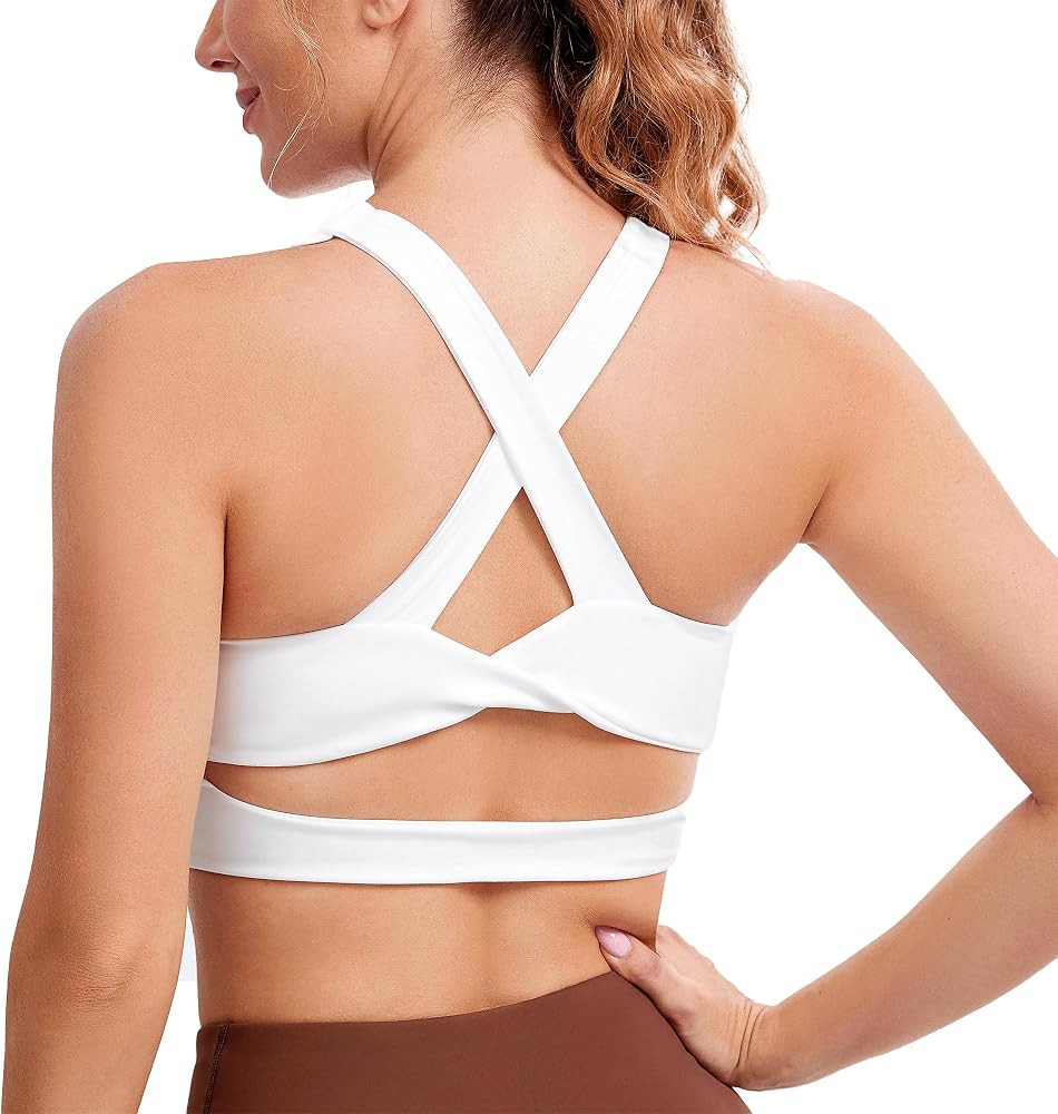 Sports Bras for Women Criss-Cross Back Padded Workout Tank Tops Medium Support Crop Tops for Wome... | Amazon (US)