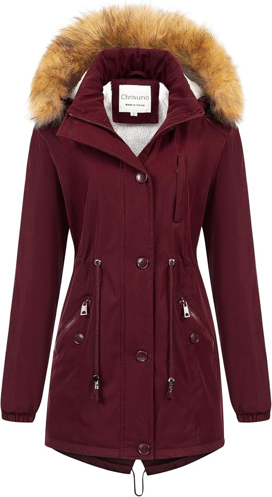 Chrisuno Women's Mid-Length Military Parka Winter Outerwear Insulated Jacket Soft Fleece Snow Fau... | Amazon (US)