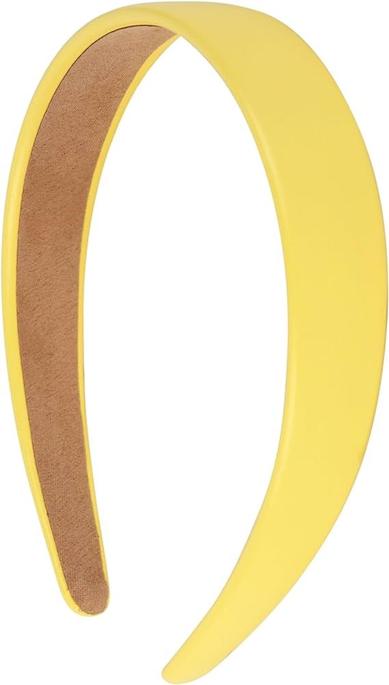 Motique Accessories 1 Inch Vegan Leather Headband for Women and Girls (Yellow) | Amazon (US)