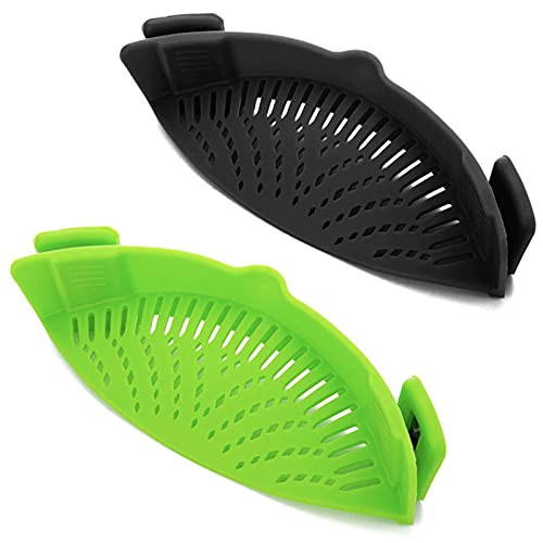 2 Pcs Clip on Strainer, Pot Strainer for Pasta Meat Vegetables Fruit, Silicone Strainers - Fit All Pots Bowls. | Amazon (US)