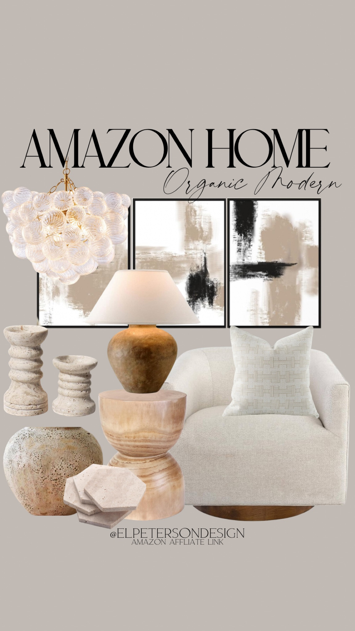 Lighting 
Artwork
Table lamp
Candle holder
Vase
Coasters
Accent Chair
Throw pillows
Accent table 

#LTKhome