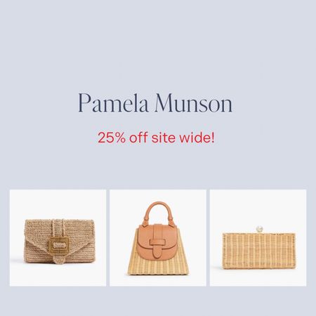 Pamela Munson: 25% off site wide! 
They make some of my very favorite handbags and purses - they are perfect for travel and vacation. Beautiful rattan and woven styles. 
Linking the styles I own and love plus the other styles I am eyeing! 