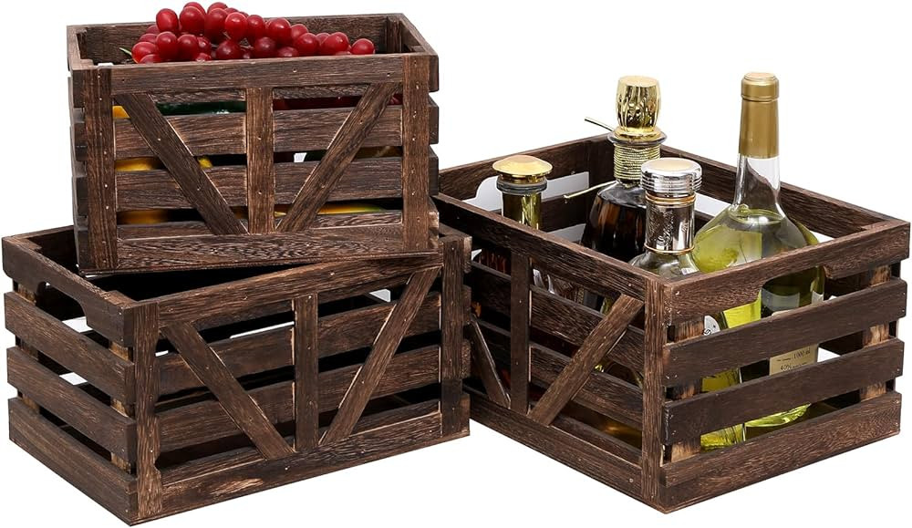 Decorative Wood Crates Nesting Crates Wooden Storage Container,Farmhouse Wood Crates for Storage,... | Amazon (US)