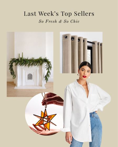 Love that you guys love this white shirt as much as I do!
-
Faux pine garland - realistic pine garland - Fall mantel decor - Christmas mantel decor - women’s white button down shirt - women’s oversized white shirt - beige velvet curtains - Amber Lewis Etsy glass ornament - Afloral - Target - JC Penney - neutral curtains 

#LTKSeasonal #LTKstyletip #LTKhome