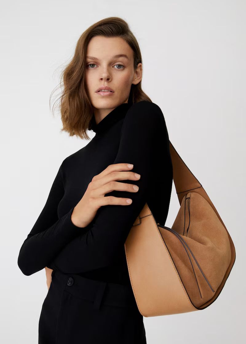 Leather baguette bag -  Women | Mango United Kingdom | MANGO (UK)