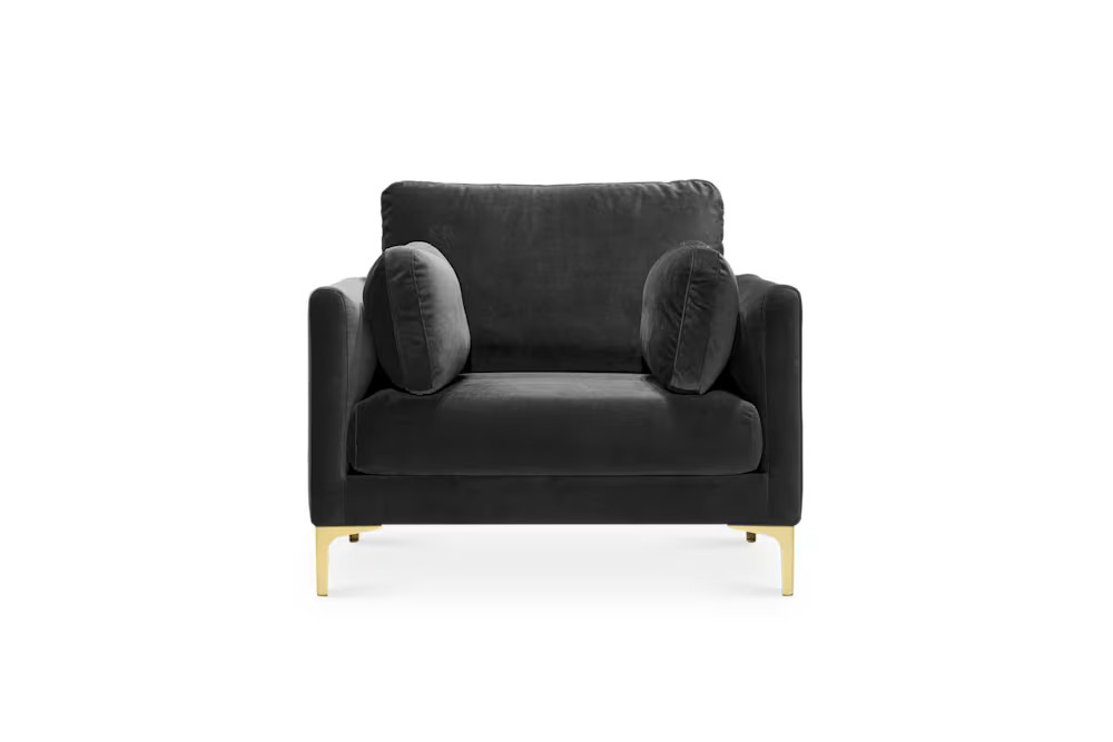 Adams Armchair, Brass, Jet Black Velvet | Castlery | Castlery (AU)