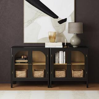 Nathan James Mason Free Standing Accent Sideboard Buffet with Glass Doors And Adjustable Shelves,... | The Home Depot