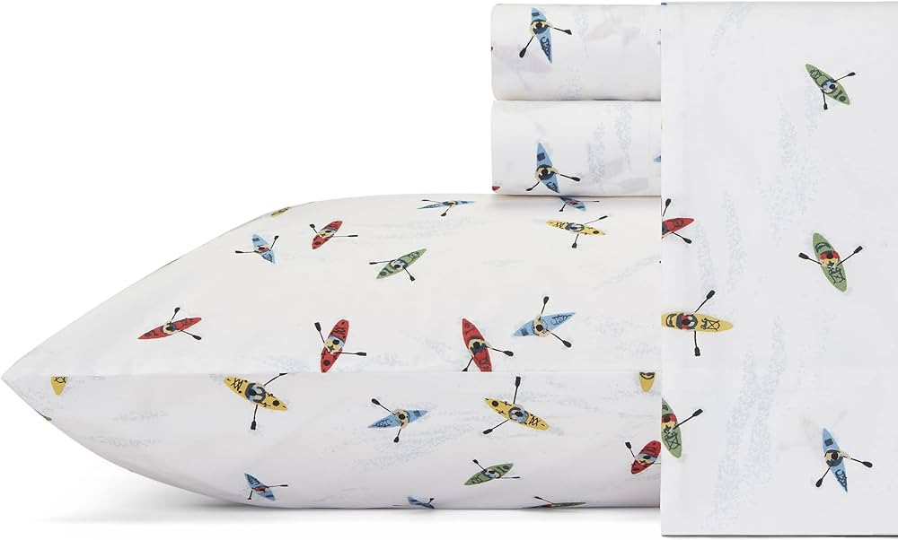 Eddie Bauer - King Sheets, Cotton Percale Bedding Set, Crisp & Cool Home Decor (Kayaks, King) | Amazon (US)