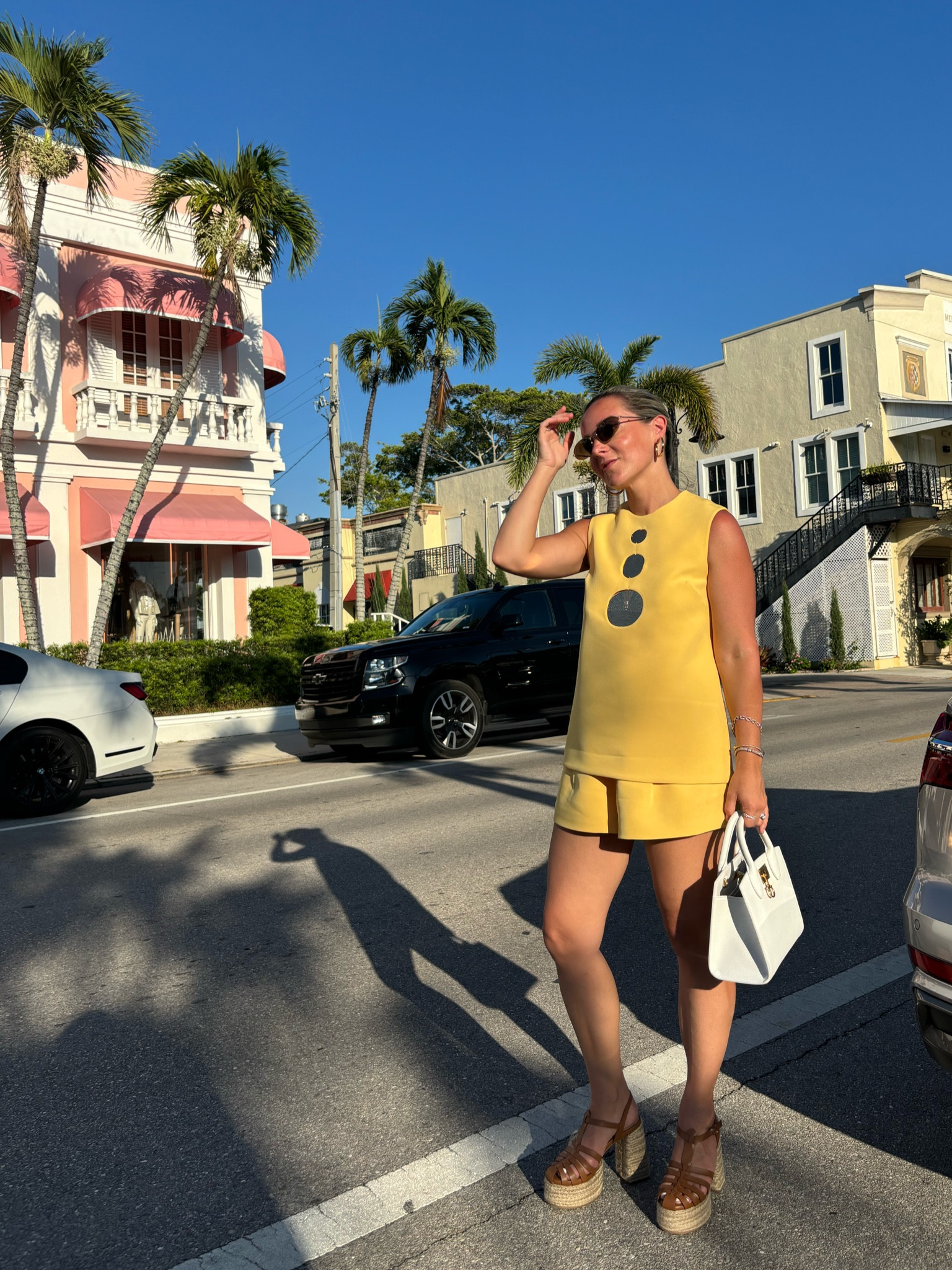 This yellow shorts and top set are so chic! They’re available in yellow on Alexis.com and you can find it in white below! When looking on their website it’s called Selby short & Amell top.

Also linking my white bag, sunglasses, and espadrilles.

Outfit doesn’t wrinkle either, seat belt tested and took this picture after I sat to eat. 

This top also comes in a dress version and it’s link below in yellow. 

Wearing xs shorts and xxs top. 

Summer shoes, white handbag, summer handbag, yellow set, summer outfit 

#LTKStyleTip #LTKItBag #LTKShoeCrush