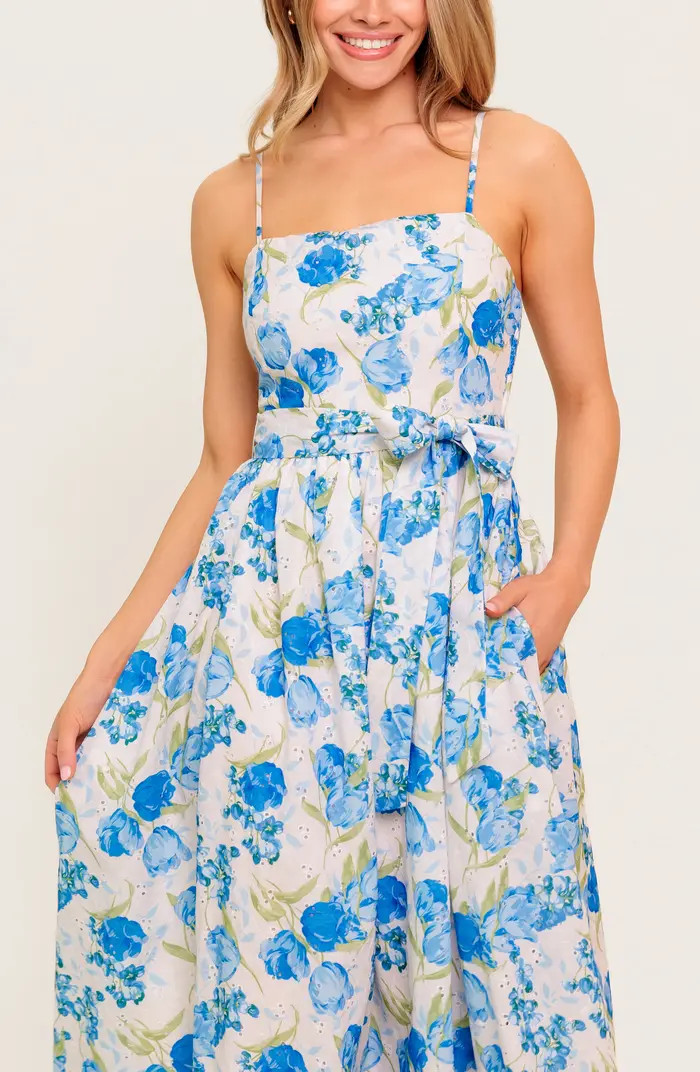 FLYING TOMATO Tie Waist Fit & Flare Midi Dress | Nordstromrack | Nordstrom Rack