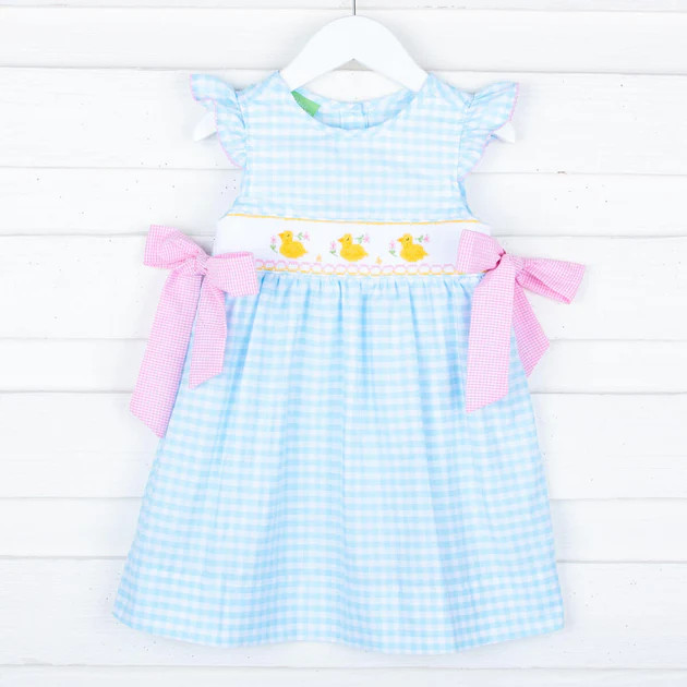 Spring Duckling Smocked Turquoise Beverly Dress | Classic Whimsy